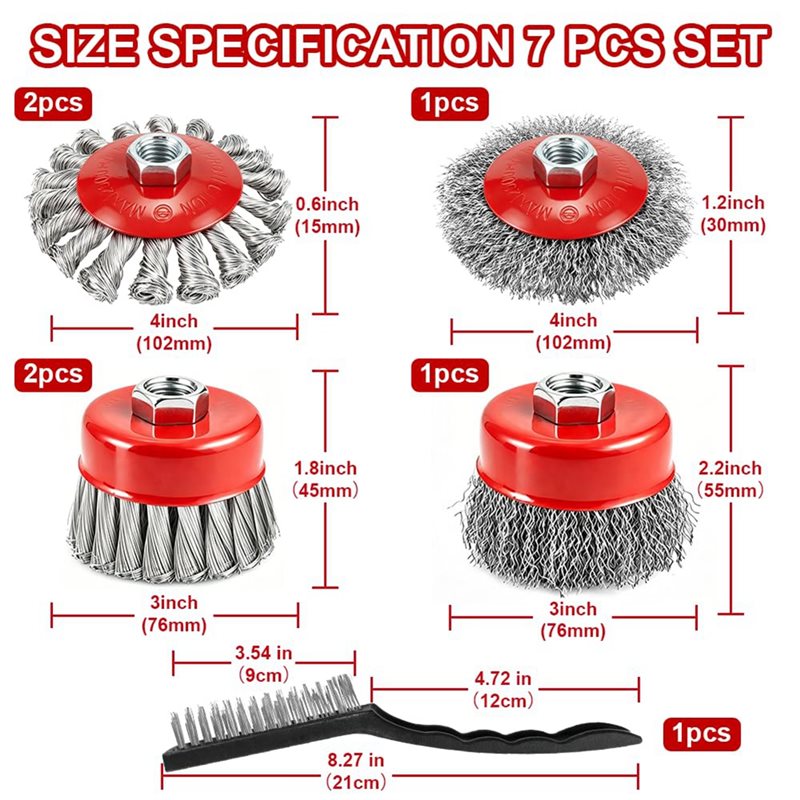 Best-Wire Wheel Brush Set Of 7 - Angle Grinder 4.5 ulasan dan harga
